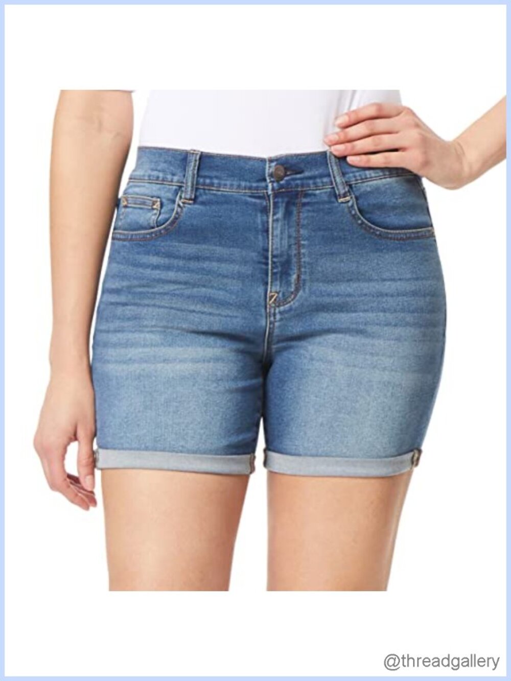 High Rise Insta Soft Denim Shorts 5" Inseam Stretch Jean Shorts With Pockets